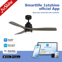 Ventilateur de plafond 1stshine pour salon, pales en bois massif, télécommande, ventilateur de plafond en bois avec lumière LED