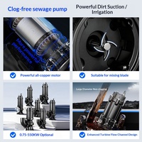 Pompe submersible pour eaux usées série WQ 10m³/h, pompe centrifuge en fonte pour drainage des eaux usées industrielles et agricoles