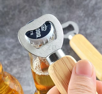 Ouvre-bouteille personnalisé en acier inoxydable avec manche en bois Ouvre-bière en bois Ouvre-bouteille de vin de cidre pour la maison, bar, restaurant