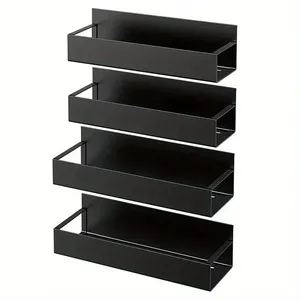 Étagère de rangement magnétique pour épices, noire, type sur pied, pour la cuisine, le réfrigérateur et le four, en métal durable - Product Image 5