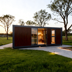 Villa préfabriquée de luxe <span class=keywords><strong>en</strong></span> <span class=keywords><strong>bois</strong></span> grainé, <span class=keywords><strong>maison</strong></span> modulaire panoramique <span class=keywords><strong>en</strong></span> verre, <span class=keywords><strong>maison</strong></span> mobile moderne de 20 pieds pour éco-resort et studio de jardin - Product Image 1