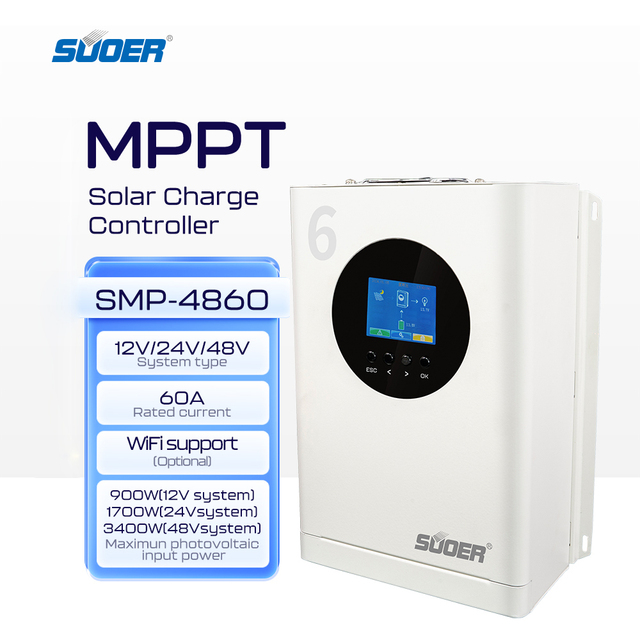 MPPT Solar Charge Controller 12V/24V 40A/60A for Home Solar Power System with 50A Rated Current and 150V Max PV Voltage