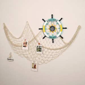 Suo Jun Fishing Net Wall Hanging Blue Cotton Decor For Home Ocean Theme Nautical Art 7753A - Product Image 2