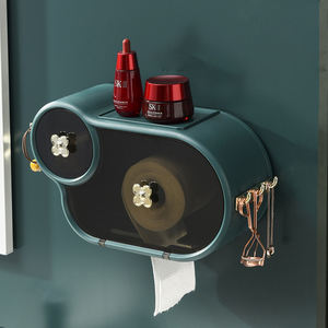 Deluxe adesivo <span class=keywords><strong>da</strong></span> <span class=keywords><strong>parete</strong></span> salviettine lavabili Dispenser <span class=keywords><strong>porta</strong></span> carta igienica con portaoggetti e ganci appesi - Product Image 4