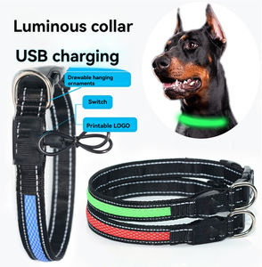 USB-Aufladbares Leuchtendes Hundehalsband Verstellbares Halsband Mit Schalter Bedruckbares Logo Und Anhänger für Nachthundeausflüge - Product Image 1