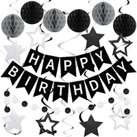 Joyeux anniversaire fournitures coloré papier drapeau bruant cercle confettis guirlande tourbillon banderoles nid d'abeille boule fête décoration ensemble