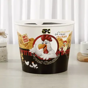 流行热卖定制一次性16盎司纸桶炸鸡桶容器，带散装纸盖
