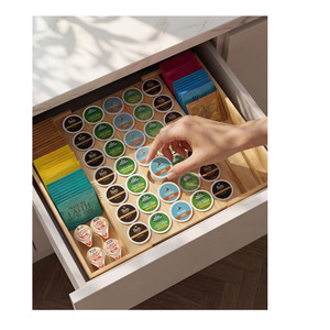 Bamboo <b>Coffee</b> <b>Pod</b> Holder <b>Drawer</b> Organizer Large Capacity Modern Simple Style - Product Image 1