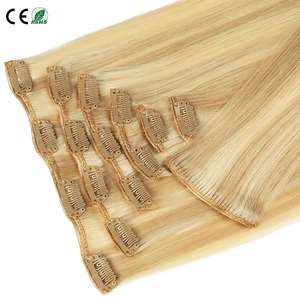 Extensions de cheveux humains vierges Remy 100% à clipser, cheveux européens, lisses, droits, qualité luxueuse, doux, brillants, sans perte de cheveux - Product Image 1