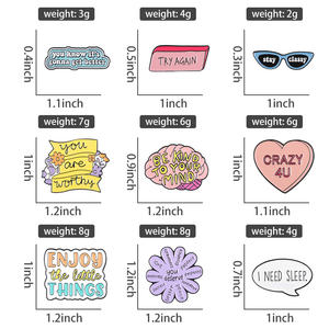 Broche esmaltado con letras a la moda, gafas <span class=keywords><strong>de</strong></span> CD Power Rose, Shake Crazy Enjoy Thanks Need Sleep Try Again, insignia, Pin <span class=keywords><strong>de</strong></span> solapa, joyería - Product Image 6
