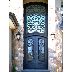 <span class=keywords><strong>Porta</strong></span> Classica in Ferro Battuto a Doppia Anta con Vetro Temperato e Isolamento Termico per Ingresso Villa - Product Image 4
