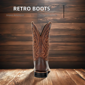 Stivaletti retrò da <span class=keywords><strong>uomo</strong></span> ricamati in morbida pelle stile Cowboy occidentale stivali bassi Chelsea fodera in pelle scamosciata per escursioni invernali - Product Image 5