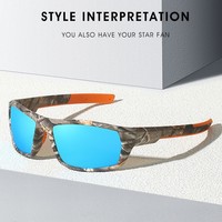 Lunettes de soleil tactiques polarisées UV400 à monture carrée camouflage unisexe pour le cyclisme et les activités de plein air, style transfrontalier Europe-Amérique