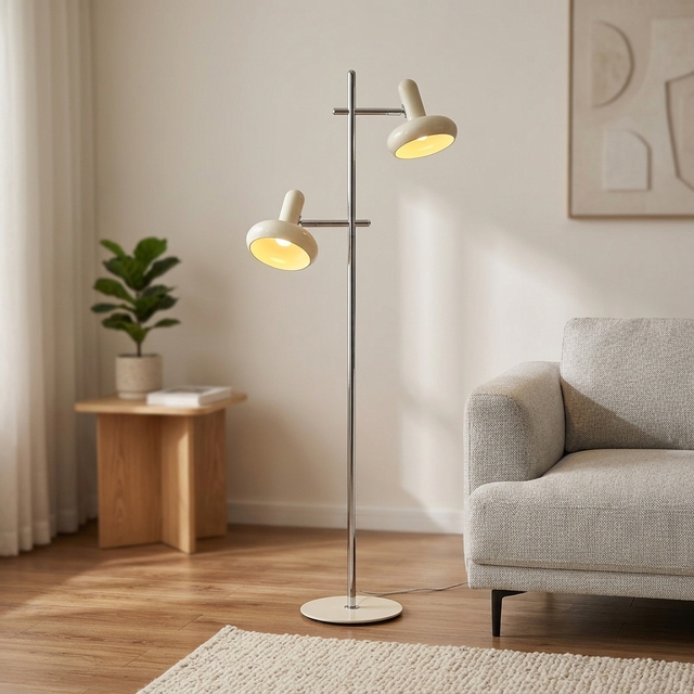 High Quality Nordic Art Design Cream E17 Led Floor Lamp for Hotel Use Waterproof Dimmable Easy Installation Warm Light 2-Year