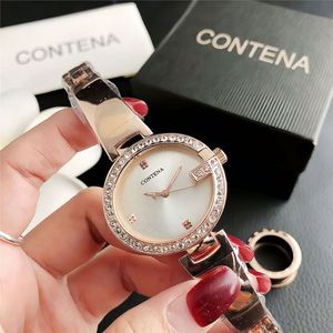 Reloj de pulsera de acero con diamantes de imitación para mujer, relojes de lujo para mujer, brazalete de oro rosa, relojes elegantes para dama. - Product Image 1