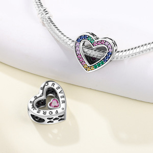 White copper FOREVER heart <b>beaded</b> original niche high-end DIY <b>bracelet</b> for girls - Product Image 5