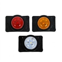 Feu de position latéral LED rond avec patin de fixation en caoutchouc, lentille diamantée, rouge, ambre, blanc, 12V 24V, pour camion, remorque, fourgonnette, poids lourd, étanche