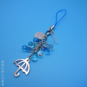 Breloque de téléphone portable en forme de parapluie, pendentif en alliage avec chaîne perlée, accessoire décoratif 80*15mm - Product Image 3