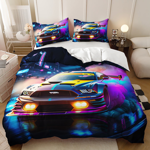 Copripiumino Stampato con Motivi di Auto Sportive di Lusso e Competizioni, Lenzuolo con Angoli Adatto per Set da Letto Maschile - Product Image 4