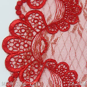 2024 chine usine brillant maille dentelle tissus avec fil métallique pour femmes Lingerie <span class=keywords><strong>soutien</strong></span>-<span class=keywords><strong>gorge</strong></span> robe 22cm rouge brodé dentelle garniture - Product Image 3