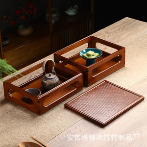 Boîte de rangement rectangulaire en bambou tressé Anji, multifonctionnelle, pour théière en argile violette, organiseur de bureau - Product Image 3