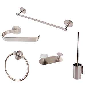 Multi-Finish Metal Five-piece Modern Bathroom Accessory Kit Satin Finish No-Drill <b>Stick</b>-<b>On</b> Installation for Eco-Friendly - Product Image 1