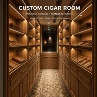 Humidor commercial sur mesure pour salle à cigares, système de climatisation intégré, intérieur en cèdre espagnol, pour hôtel, club, projet clé en main