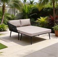 Canapé-lit d'extérieur pour jardin, chaise longue double avec dossier, structure en acier inoxydable, design moderne, résistant aux intempéries, pour hôtel