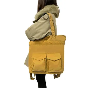 Women Large Tote Bags With Pockets Polyester Crossbody Shoulder Bag Zipper Satchel Totebag