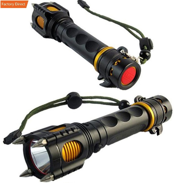 T6 Explosion-proof Strong Light Zoom Flashlight for Self Defensive Attack Head Life Car Charging USB Charging Alarm Flashlight