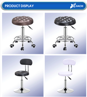 Tabouret Rond Pivotant et Réglable en Hauteur, Noir en PU, pour Salon de Beauté et Consultation Médicale, avec Dossier – Vente en Gros Usine