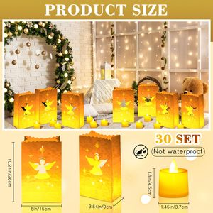 Blanco Navidad boda decoración linterna <span class=keywords><strong>bolsas</strong></span> <span class=keywords><strong>papel</strong></span> Kraft Ángel diseño resistente al fuego luminarias <span class=keywords><strong>bolsas</strong></span> para decoraciones navideñas - Product Image 3