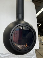 Cheminée suspendue personnalisée à bois avec porte en verre pour l'intérieur des maisons, villas, hôtels, chauffage au feu véritable
