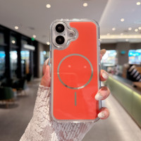 Coque transparente anti-jaunissement pour iPhone 17 Pro Max 16 15 14 avec anneau magnétique métallique pour objectif, pare-chocs électroplaqué et couleurs contrastées
