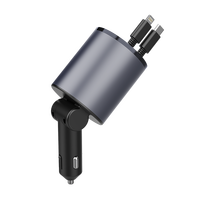 Chargeur de voiture rétractable 120W PD Adaptateur allume-cigare USB rapide 4 en 1 avec affichage numérique Adaptateur de voiture Premium 4 en 1