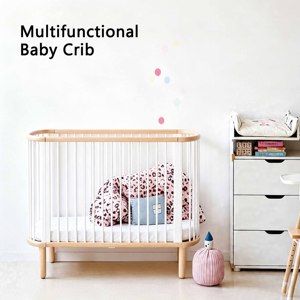 4 in 1 Oval Baby Crib Furniture Children Convertible Wooden Cot Modern Hotel Use Baby Bed <b>for</b> Kids - Product Image 3