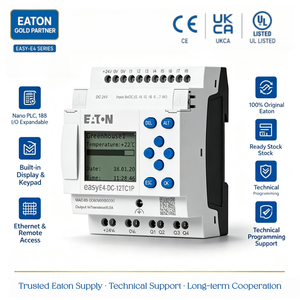 Contrôleur programmable EasyE4 DC-12TCX1P avec affichage RTC, 12 entrées/sorties (8DI 4TO), 24V, rail DIN, sortie transistor, PLC, certifié CE - Product Image 2