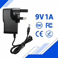 Adaptateur secteur mural OEM 9V 1A avec prise UK 5.5x2.5mm 9W AC DC pour lampe de bureau LED et éclairage sous armoire