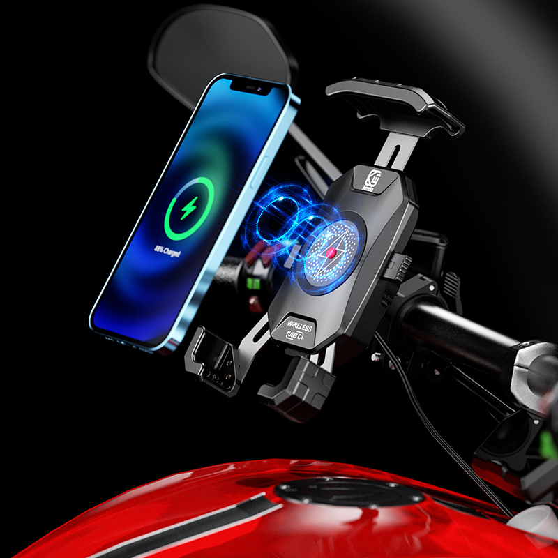 5,5-7,0 дюймовый телефонный алюминиевый велосипедный держатель для телефона беспроводной Qi 15 Вт Мотоциклетные аксессуары держатель мобильного телефона