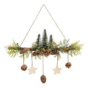 DECORACIÓN DE PUERTA DE MADERA CON CONOS DE PINO Y ESTRELLAS COLGANTELAS 48X7 H. 50CM - Product Image 1