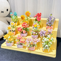 Jouets de construction en briques miniatures compatibles, plantes succulentes mignonnes, jouets de décoration, blocs de construction de plantes succulentes et de fleurs