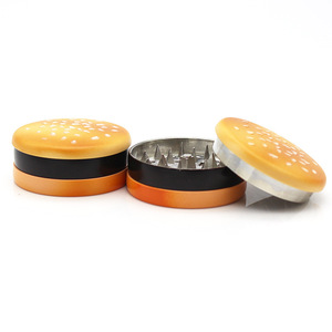 Meilleures ventes transfrontalières : Grinder à herbes simple et créatif, en alliage de zinc à <span class=keywords><strong>trois</strong></span> couches, à dents pointues, avec fonction de rangement, modèle Hamburger Grinder - Product Image 1