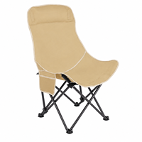 Chaise de camping pliable à dossier haut kaki avec structure en acier et sac de transport