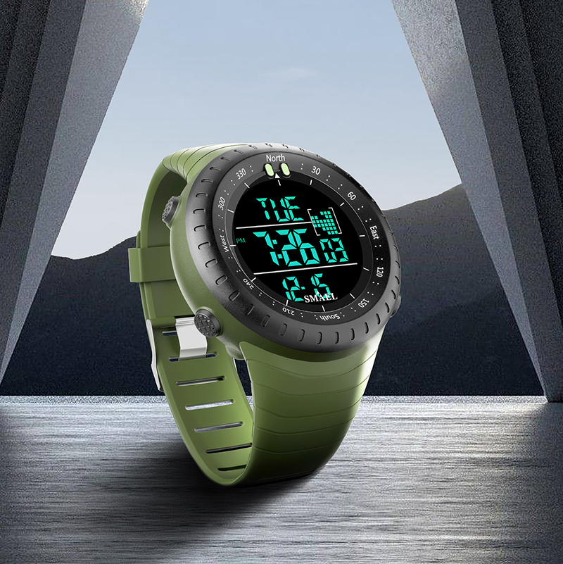 SMAEL 1237 Orologio digitale da uomo con design elegante, funzioni multifunzionali e cronometraggio affidabile, per rimanere in pista con stile (nero e arancione), Nero arancione