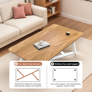 Grande table basse moderne avec structure en métal, pieds antidérapants, table centrale stable pour la maison, le bureau ou la salle de séjour - Product Image 3