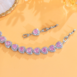 <span class=keywords><strong>Pulsera</strong></span> de tenis de lujo para mujer con circonitas cúbicas AAA de latón rosa y diseño de corazón, ideal para banquetes y reuniones, regalo de joyería de lujo. - Product Image 4