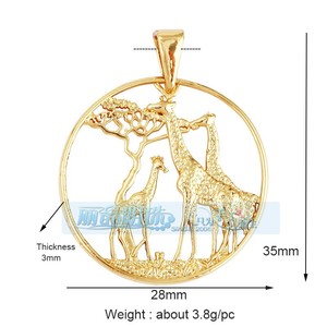 Commercio all'ingrosso fai da te bracciale collana gioielli rame placcato oro brillante zircone accessori Punk geometrico giraffa ciondolo testa di leone - Product Image 3