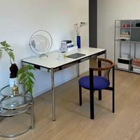 Bureau de travail rectangulaire en acier inoxydable durable, écologique et minimaliste, table de conférence moderne pour réunions de bureau