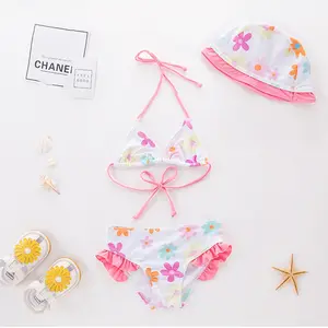 Maillot de bain trois pièces pour enfants, ensemble BIKINI uni, pour enfants, petit, pour filles, nouvelle collection 2020