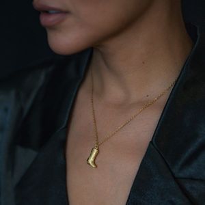 Tempusort 18K Gold Stainless Steel Zircon Necklace Western Cowboy <strong>Boots</strong> Engraved Vintage Pendant Accessories <strong>Jewelry</strong> - Product Image 6